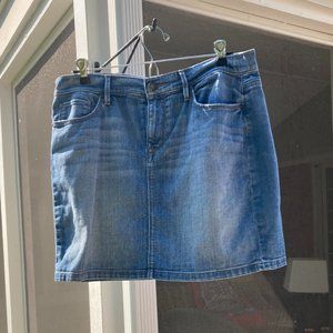 Ann Taylor LOFT denim mini skirt - stitching flaw